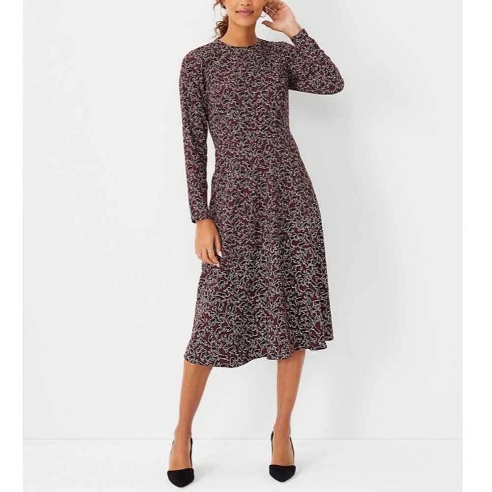 Ann Taylor Black and Red Midi Dress
